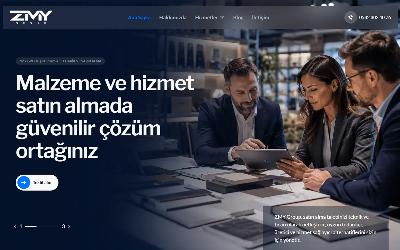 ZMY Group web sitesi arayuzu